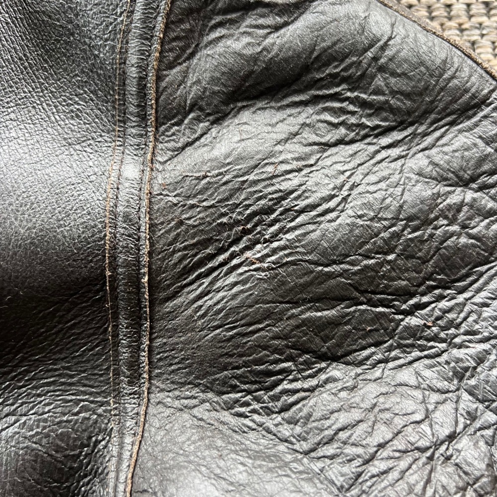VTG Cabela's Jacket Mens Large Brown B-3 Leather Bomber Sheepskin Shearling - Picture 6 of 9
